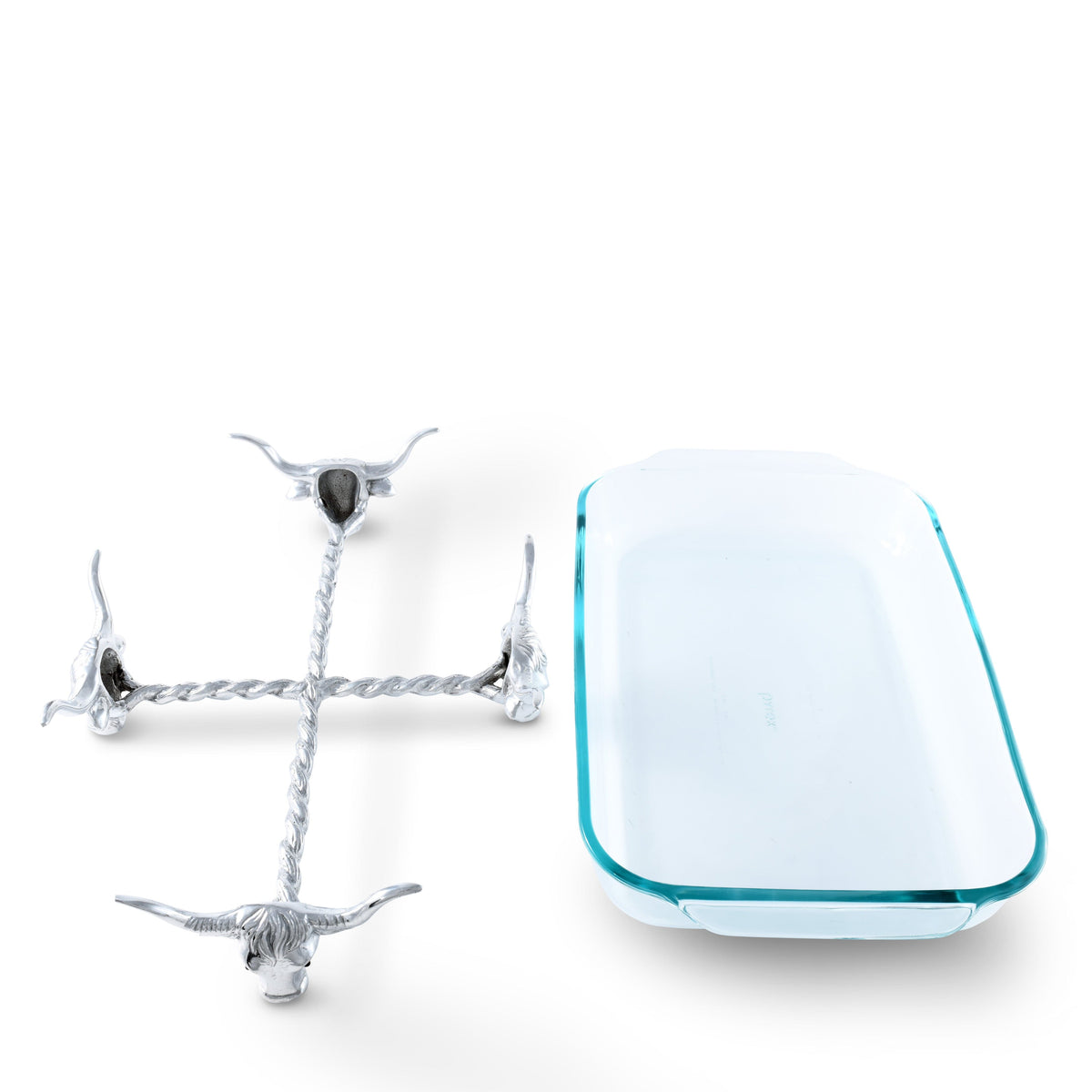 Arthur Court Western Frontier Long Horn Steer Pyrex Holder 3qt