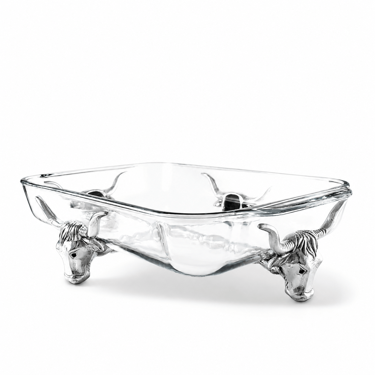 Arthur Court Western Frontier Long Horn Steer Pyrex Holder 3qt