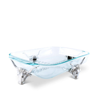 Arthur Court Western Frontier Long Horn Steer Pyrex Holder 3qt