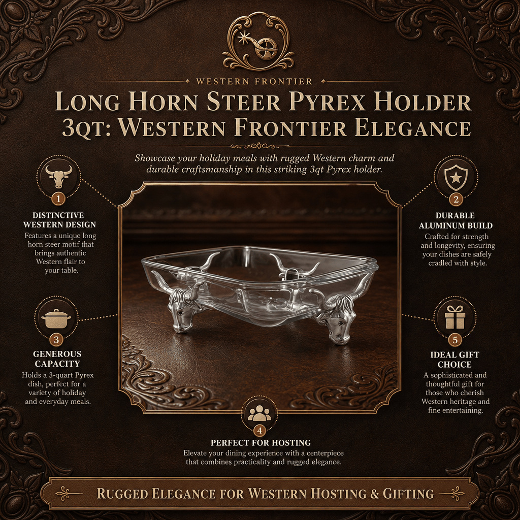 Arthur Court Western Frontier Long Horn Steer Pyrex Holder 3qt
