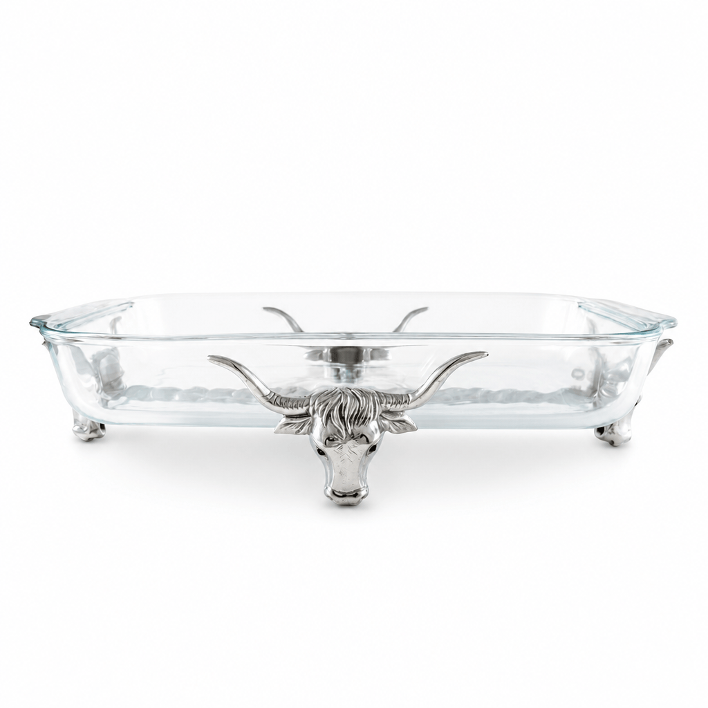 Arthur Court Western Frontier Long Horn Steer Pyrex Holder 3qt