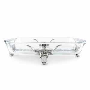 Arthur Court Western Frontier Long Horn Steer Pyrex Holder 3qt