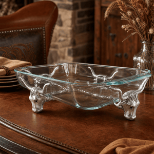 Arthur Court Western Frontier Long Horn Steer Pyrex Holder 3qt