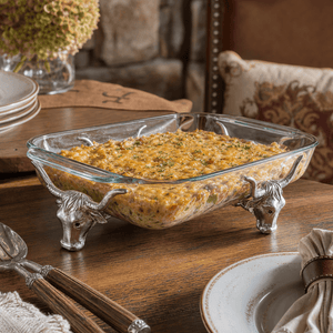 Arthur Court Western Frontier Long Horn Steer Pyrex Holder 3qt