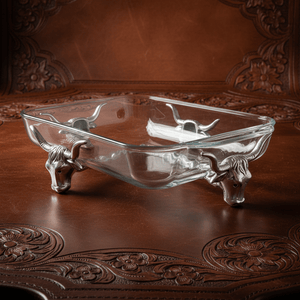 Arthur Court Western Frontier Long Horn Steer Pyrex Holder 3qt