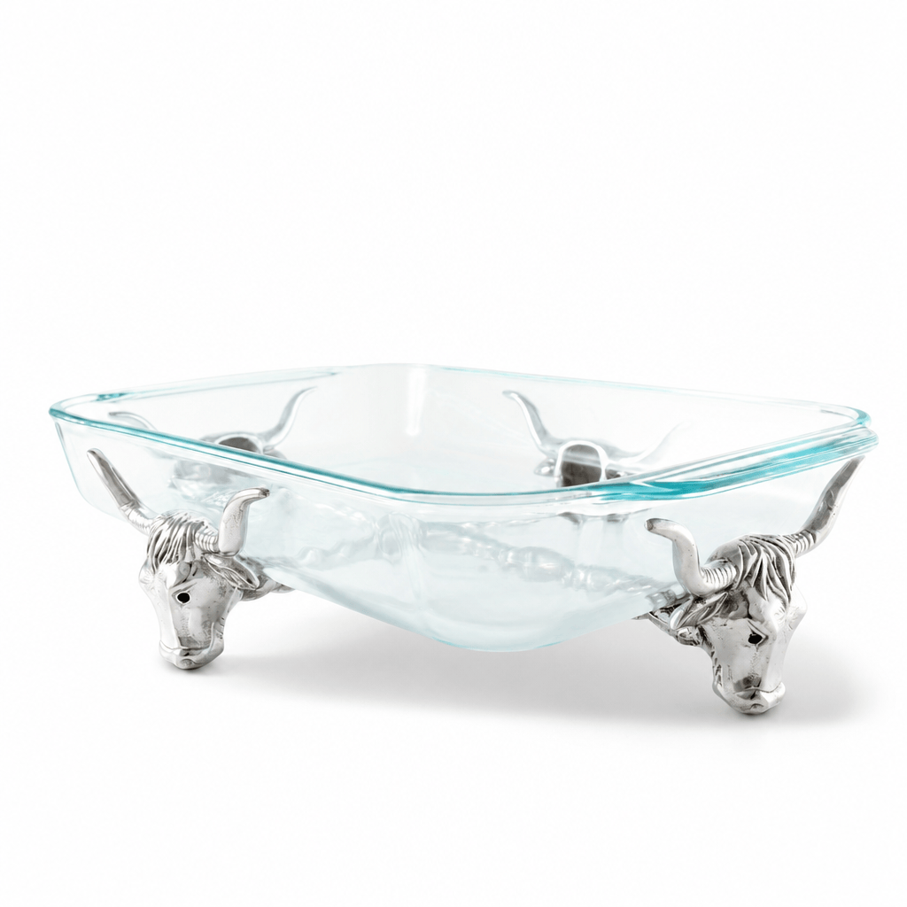 Arthur Court Western Frontier Long Horn Steer Pyrex Holder 3qt