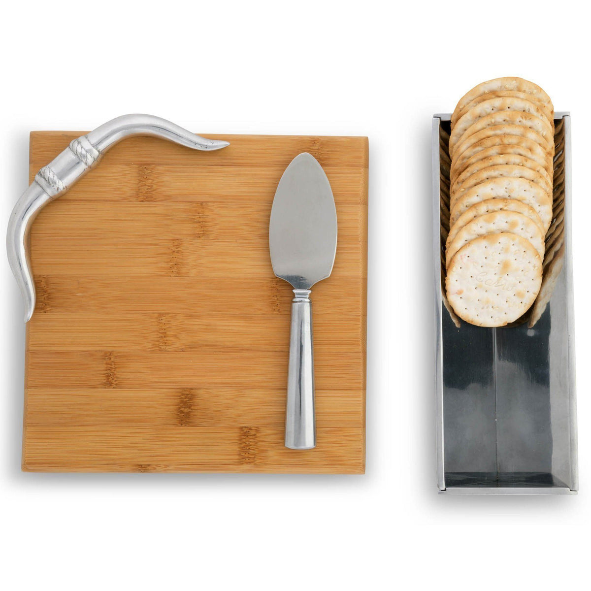 Arthur Court Western Frontier Longhorn Bamboo Cheese Set