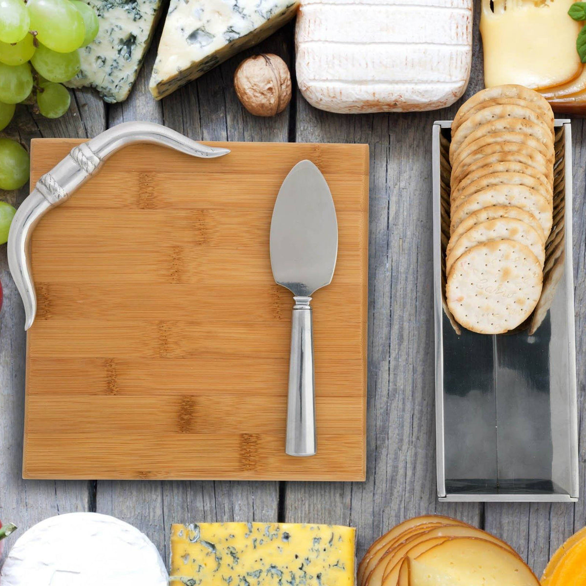 Arthur Court Western Frontier Longhorn Bamboo Cheese Set