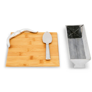 Arthur Court Western Frontier Longhorn Bamboo Cheese Set
