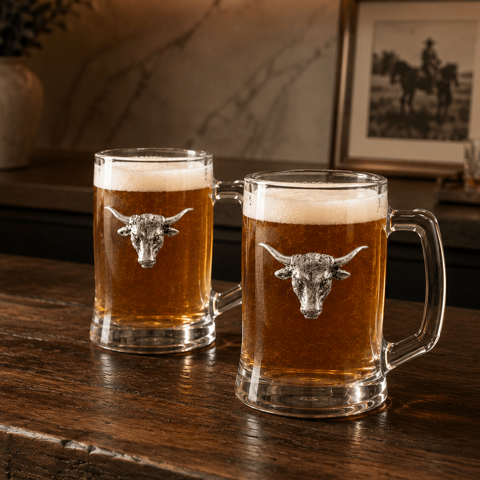 Arthur Court Western Frontier Longhorn Beer Mugs - Set of 2
