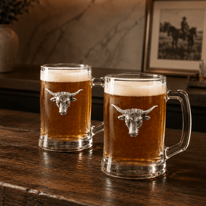 Arthur Court Western Frontier Longhorn Beer Mugs - Set of 2