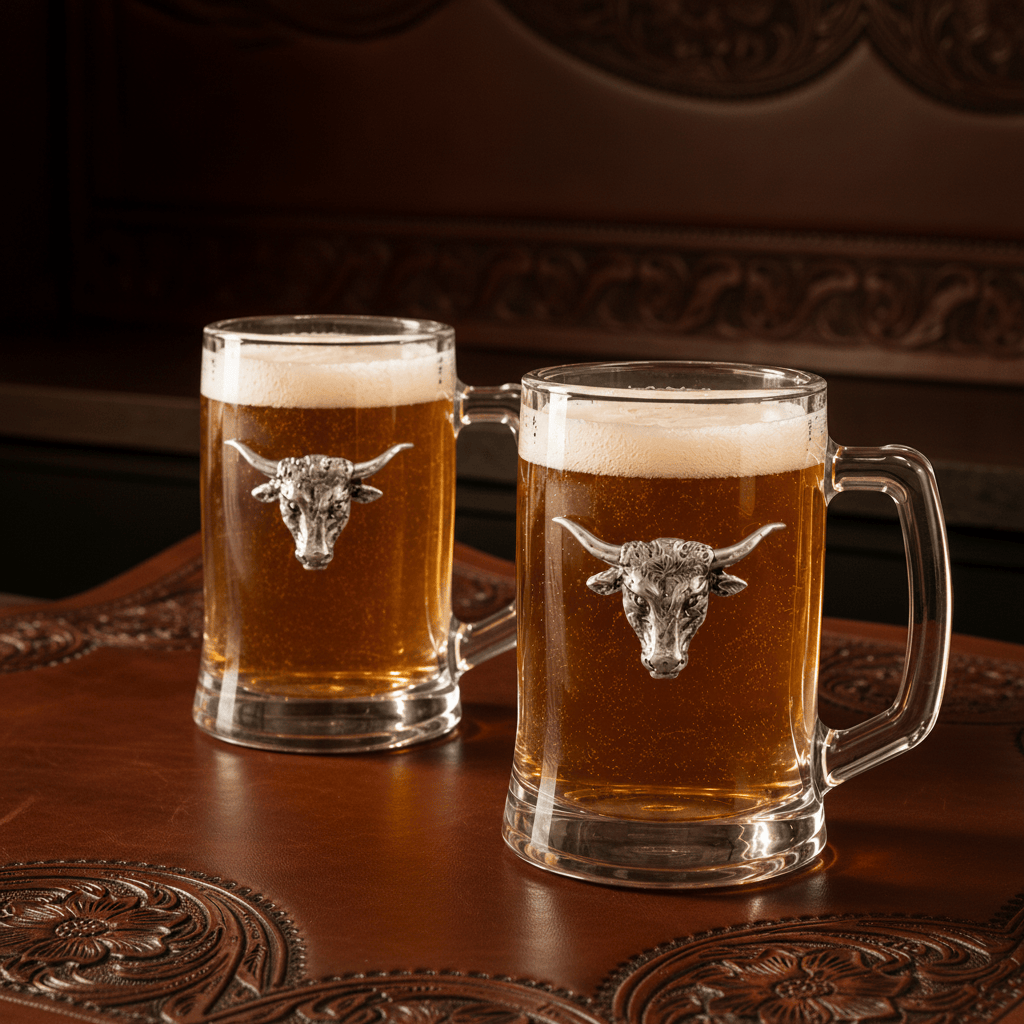 Arthur Court Western Frontier Longhorn Beer Mugs - Set of 2