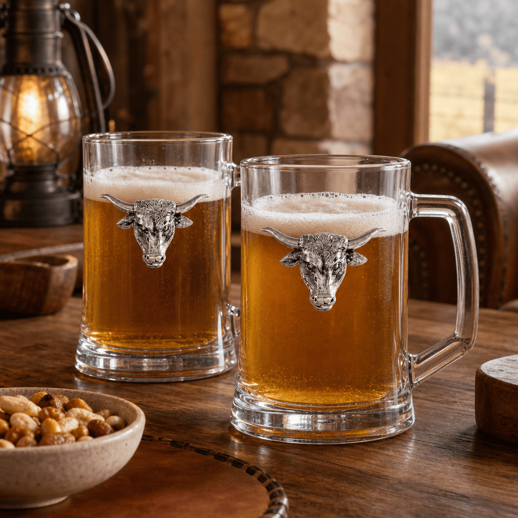 Arthur Court Western Frontier Longhorn Beer Mugs - Set of 2