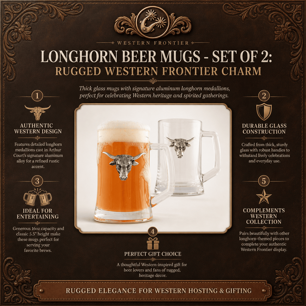 Arthur Court Western Frontier Longhorn Beer Mugs - Set of 2