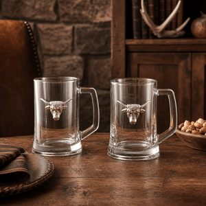 Arthur Court Western Frontier Longhorn Beer Mugs - Set of 2