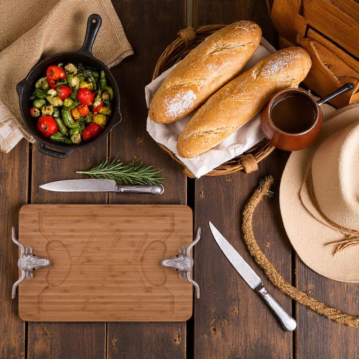 Arthur Court Western Frontier Longhorn Carving Board