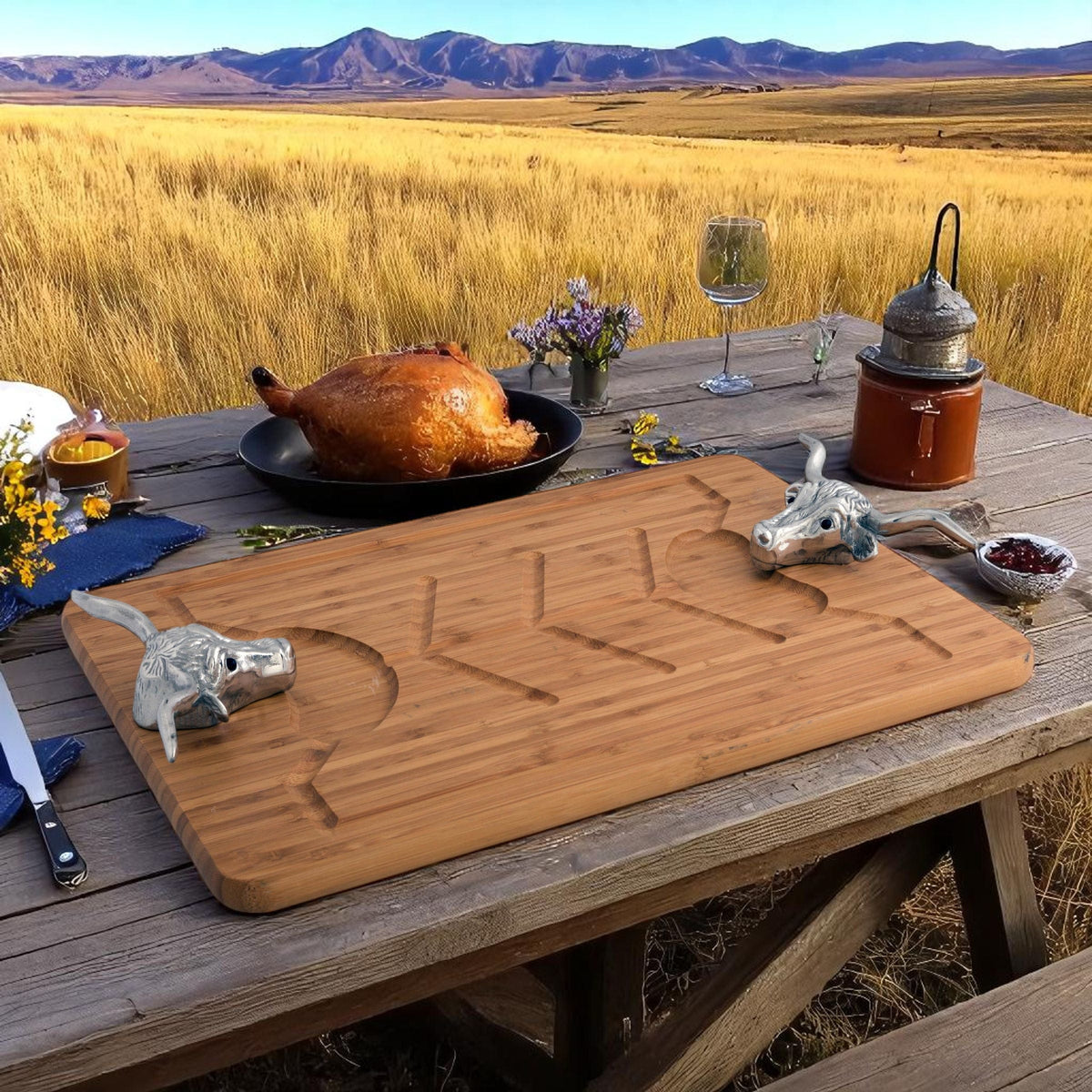 Arthur Court Western Frontier Longhorn Carving Board