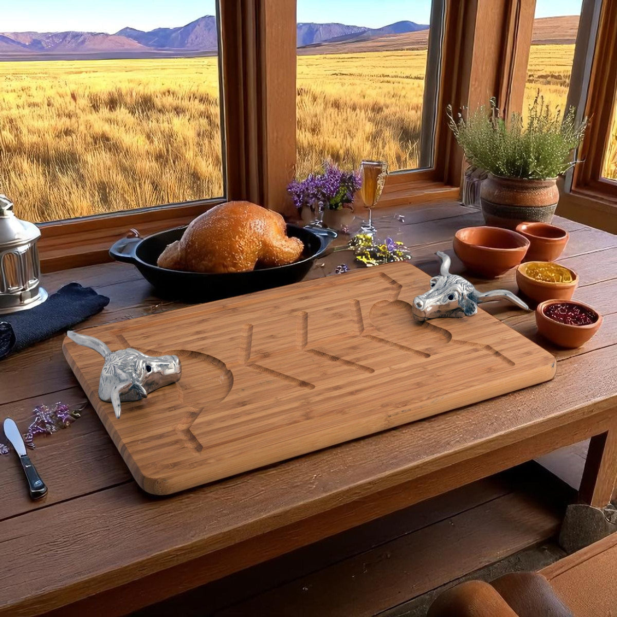 Arthur Court Western Frontier Longhorn Carving Board