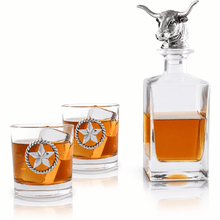 Arthur Court Western Frontier Longhorn Decanter Set with Pair of Glasses