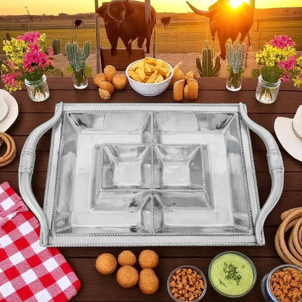 Arthur Court Western Frontier Longhorn Entertainment Tray