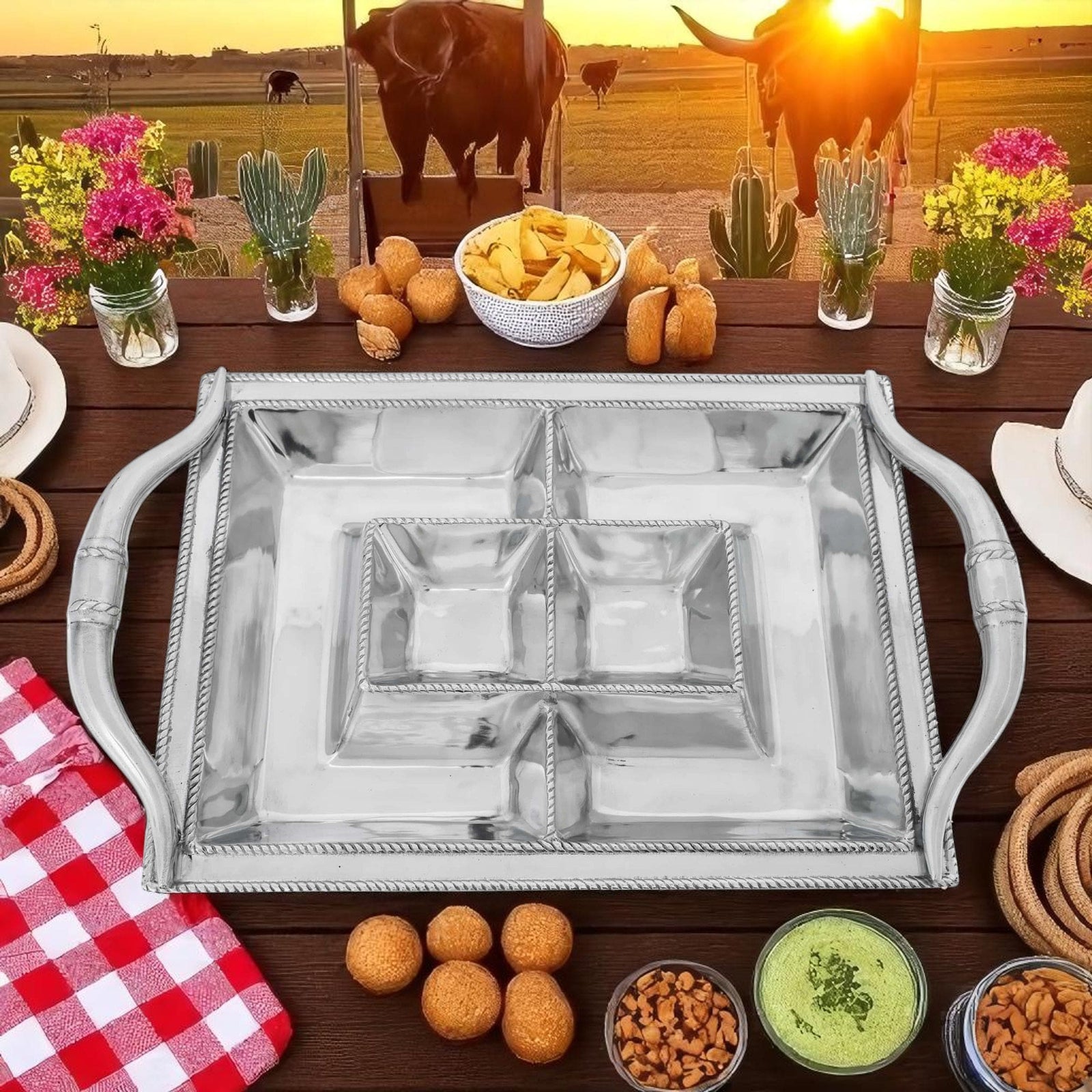 Arthur Court Western Frontier Longhorn Entertainment Tray