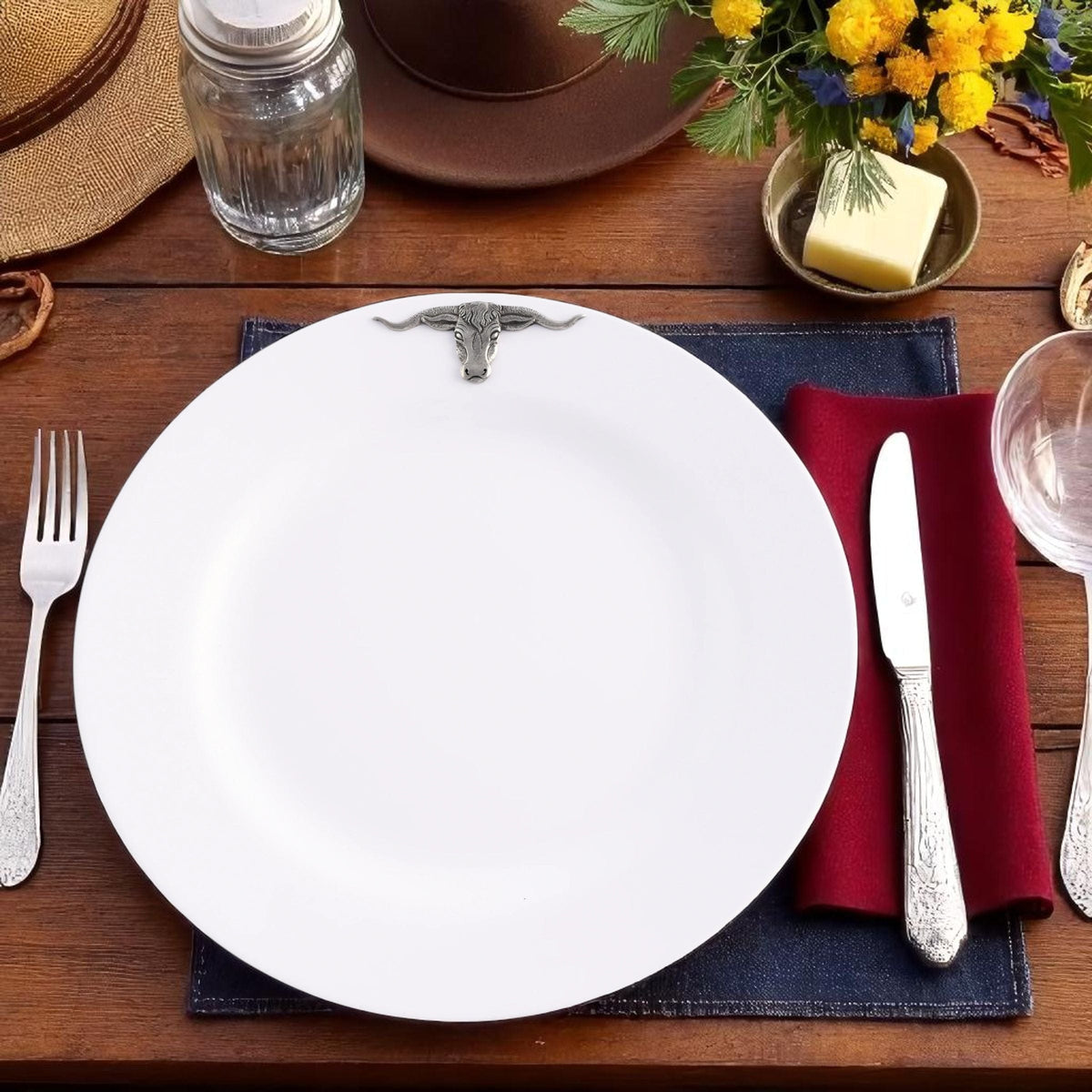 Arthur Court Western Frontier Longhorn Melamine Lunch Plates - Set of 4