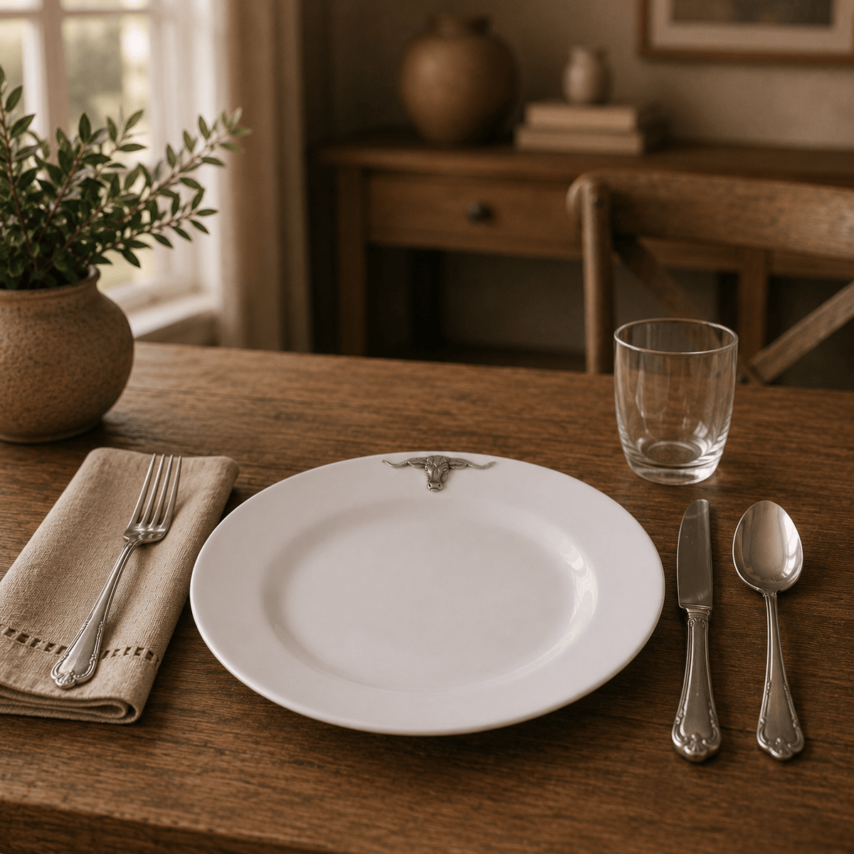 Arthur Court Western Frontier Longhorn Melamine Lunch Plates - Set of 4