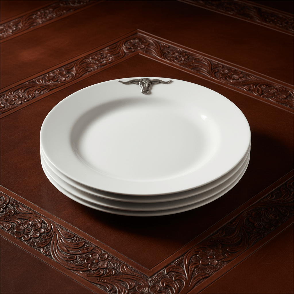 Arthur Court Western Frontier Longhorn Melamine Lunch Plates - Set of 4