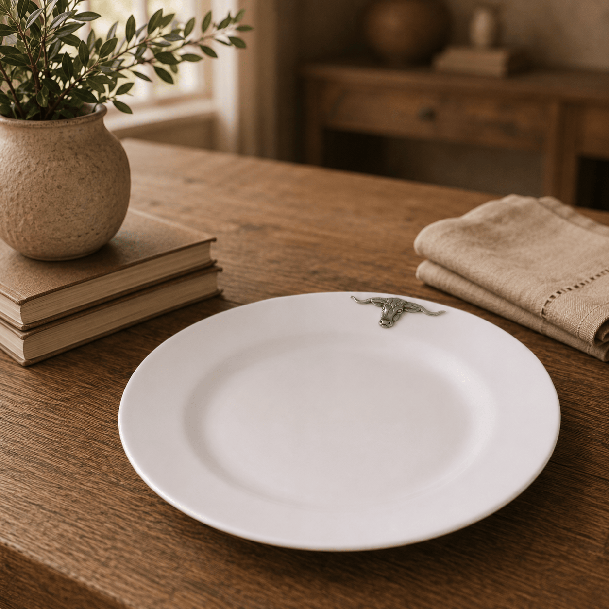 Arthur Court Western Frontier Longhorn Melamine Lunch Plates - Set of 4
