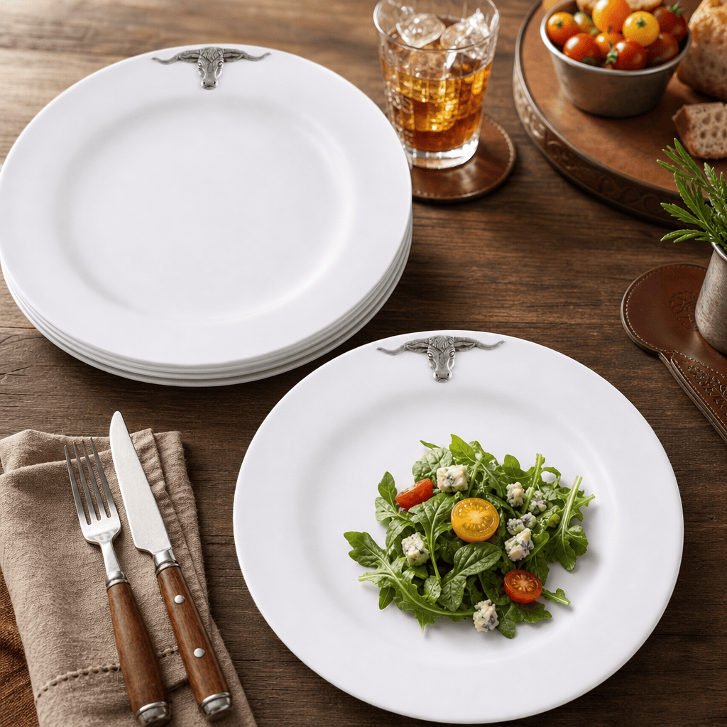 Arthur Court Western Frontier Longhorn Melamine Lunch Plates - Set of 4