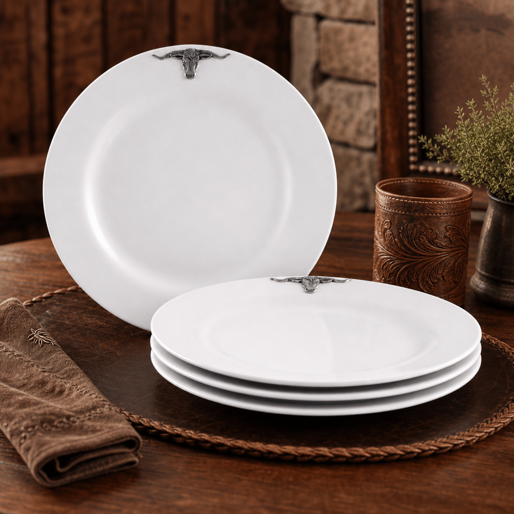 Arthur Court Western Frontier Longhorn Melamine Lunch Plates - Set of 4