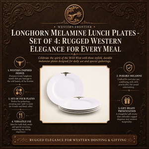 Arthur Court Western Frontier Longhorn Melamine Lunch Plates - Set of 4