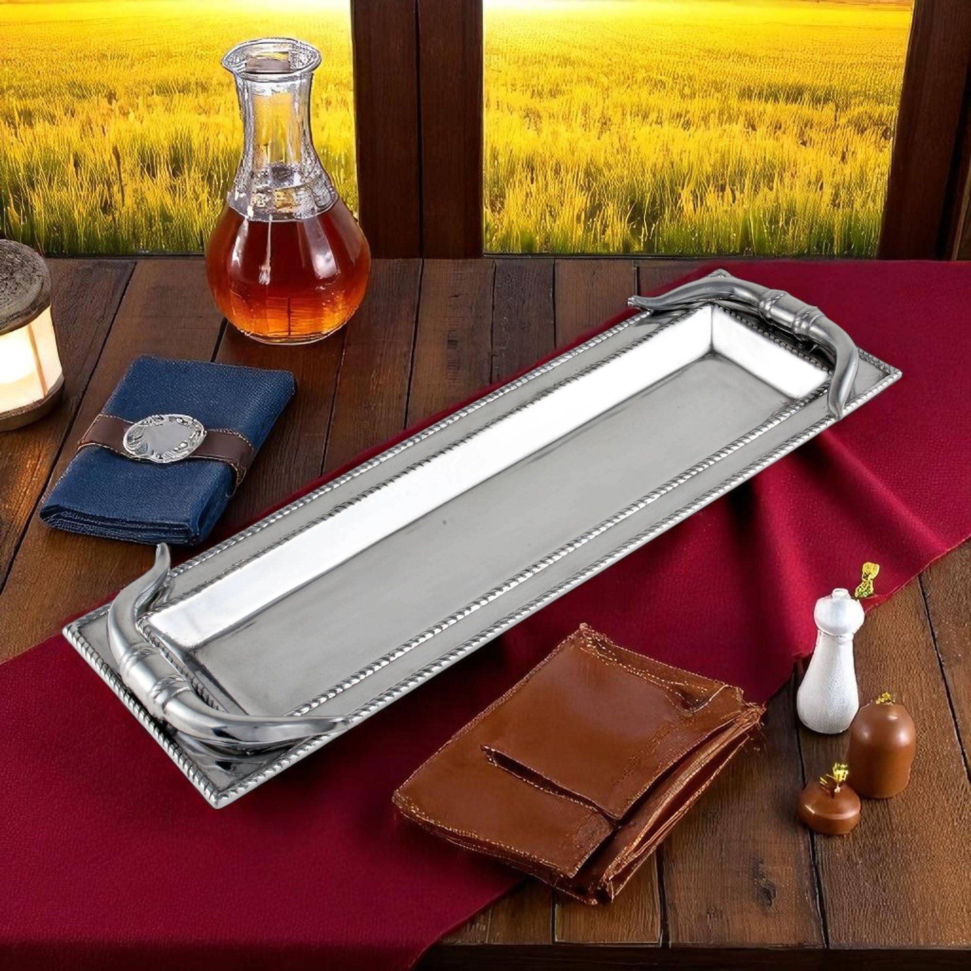 Arthur Court Western Frontier Longhorn Oblong Tray
