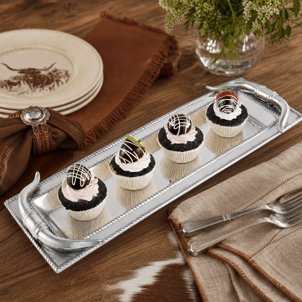 Arthur Court Western Frontier Longhorn Oblong Tray