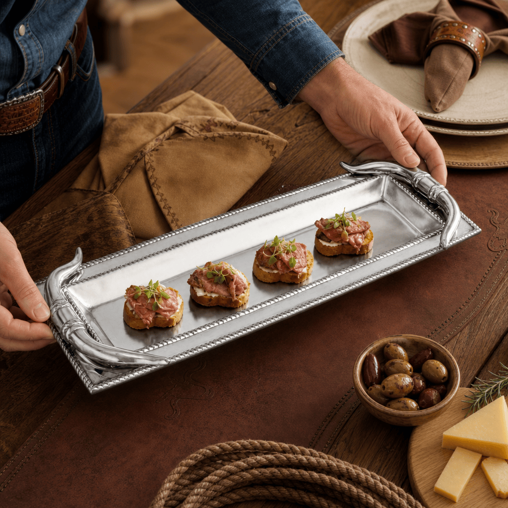 Arthur Court Western Frontier Longhorn Oblong Tray