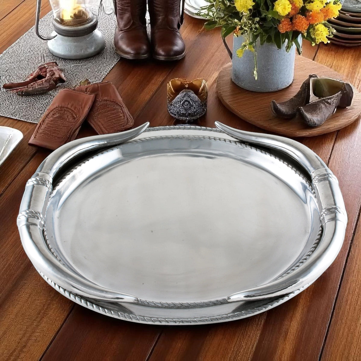 Arthur Court Western Frontier Longhorn Oval Platter