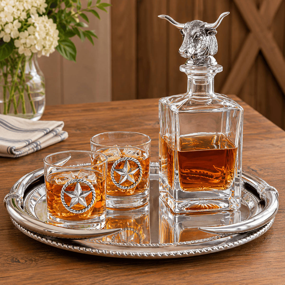 Arthur Court Western Frontier Longhorn Oval Platter