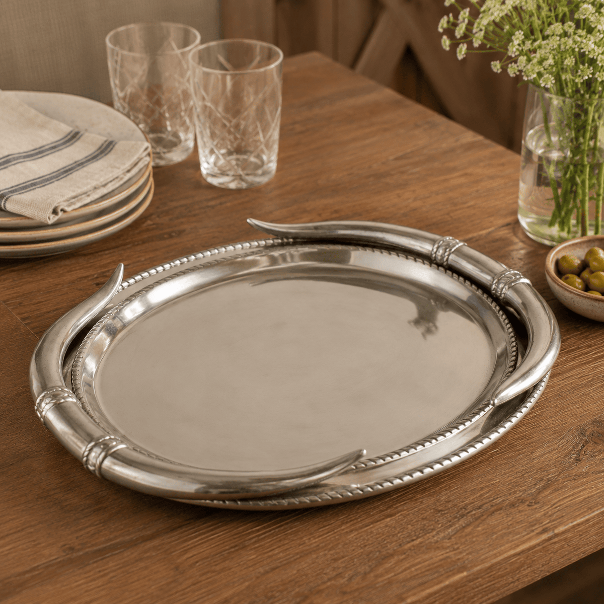 Arthur Court Western Frontier Longhorn Oval Platter