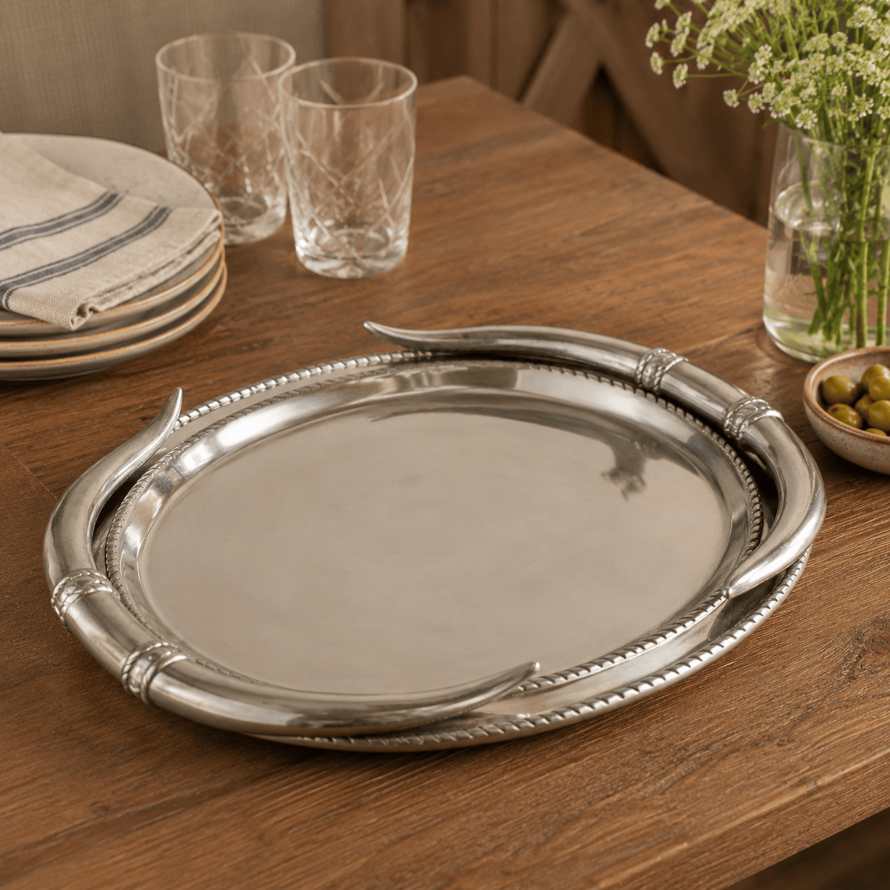 Arthur Court Western Frontier Longhorn Oval Platter