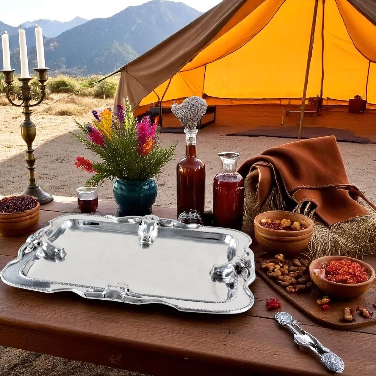 Arthur Court Western Frontier Longhorn Platter Large