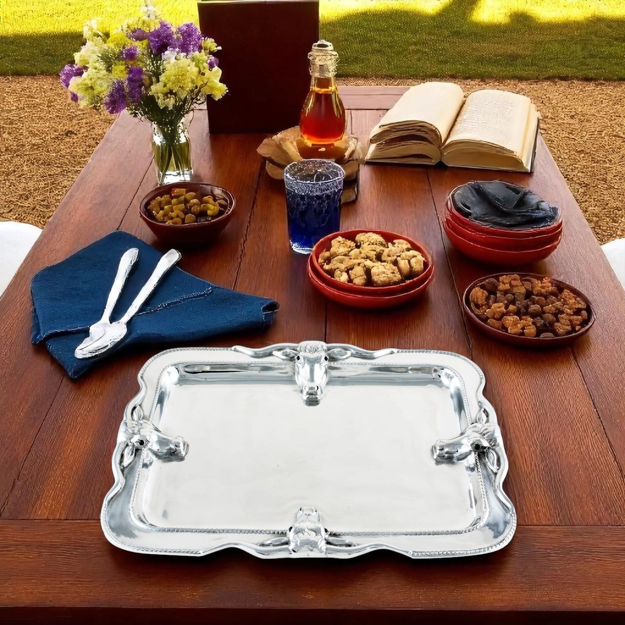 Arthur Court Western Frontier Longhorn Platter Large