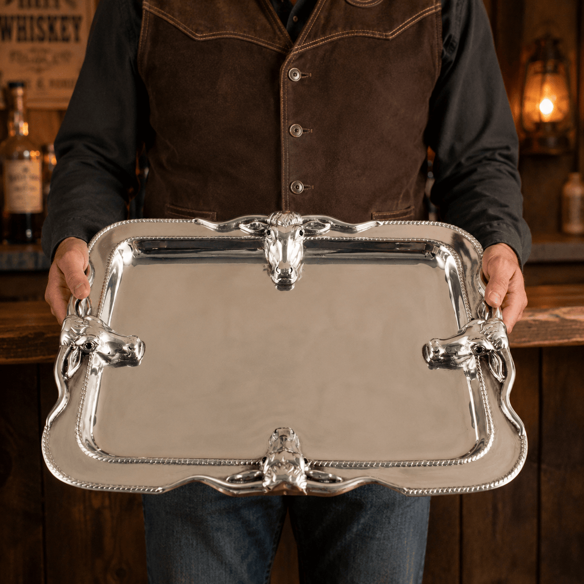 Arthur Court Western Frontier Longhorn Platter Large