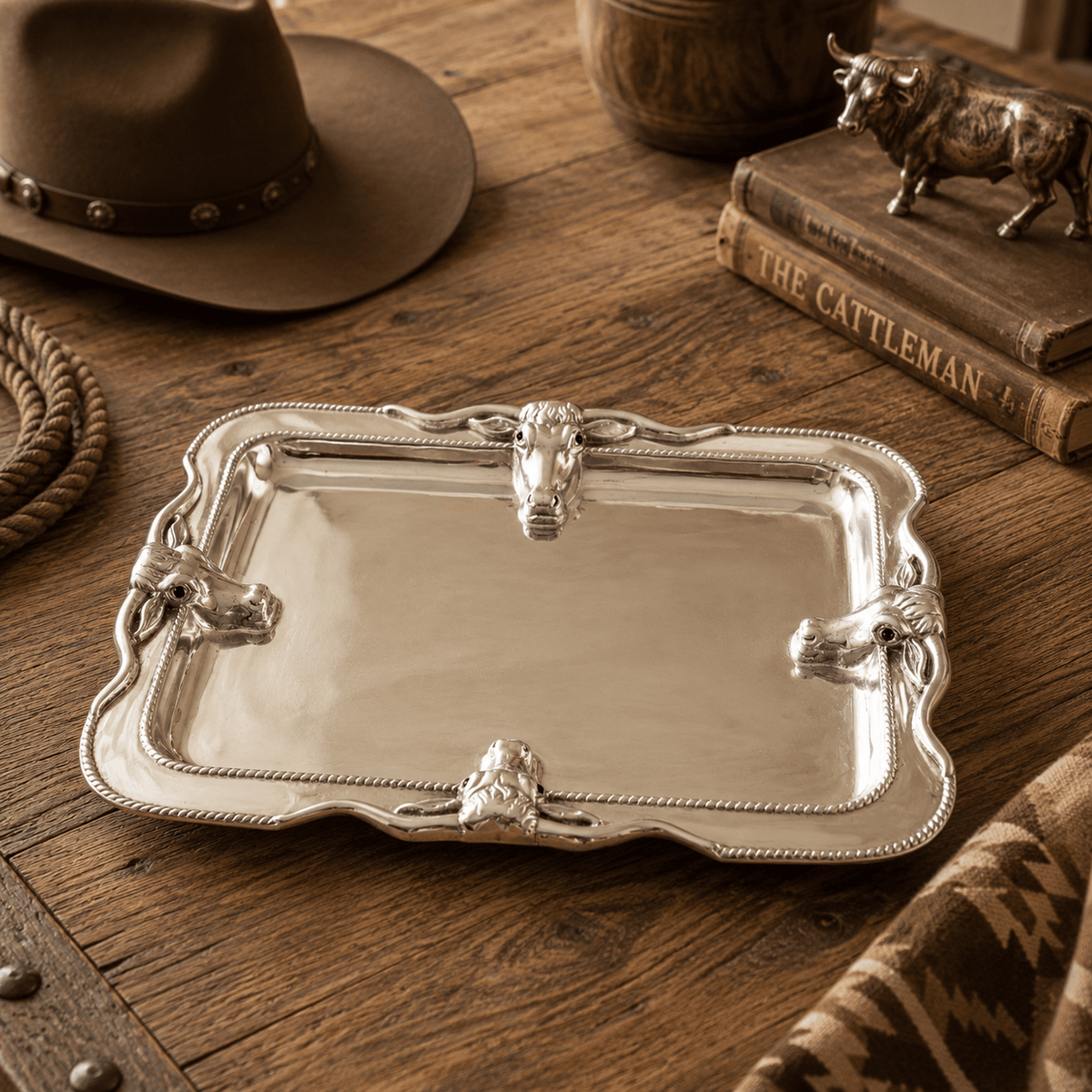 Arthur Court Western Frontier Longhorn Platter Large