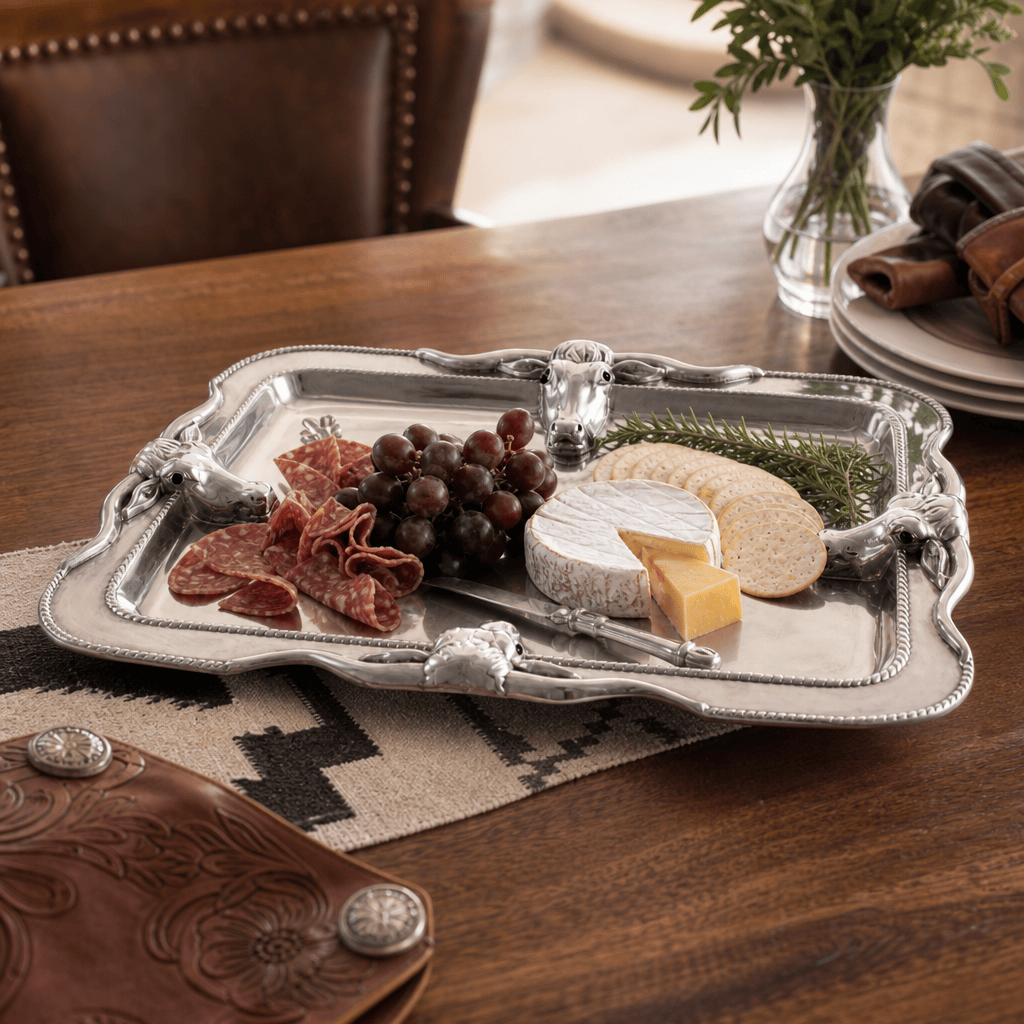 Arthur Court Western Frontier Longhorn Platter Large
