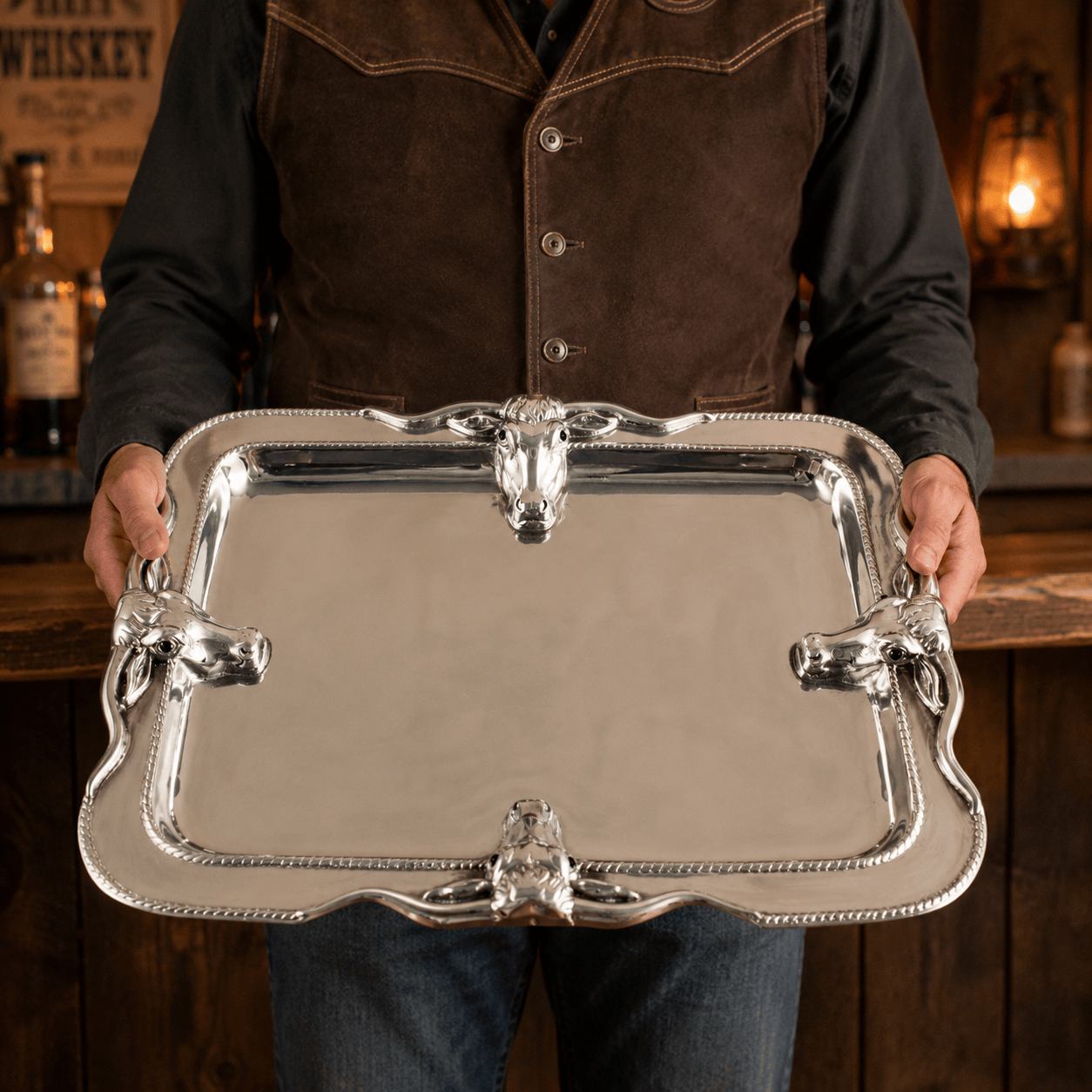 Arthur Court Western Frontier Longhorn Platter Large