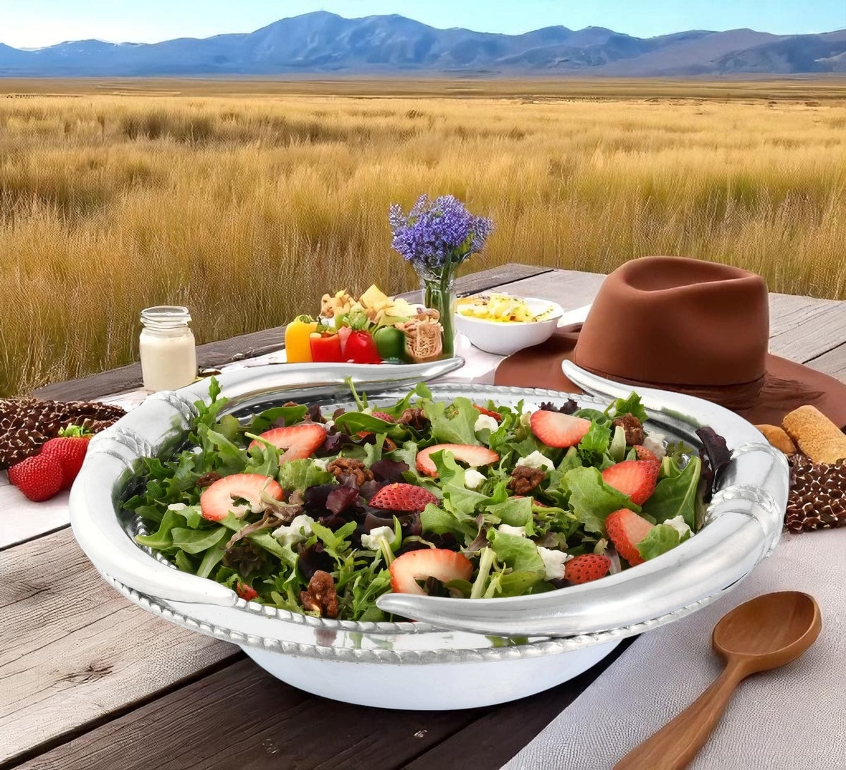 Arthur Court Western Frontier Longhorn Salad Bowl 12