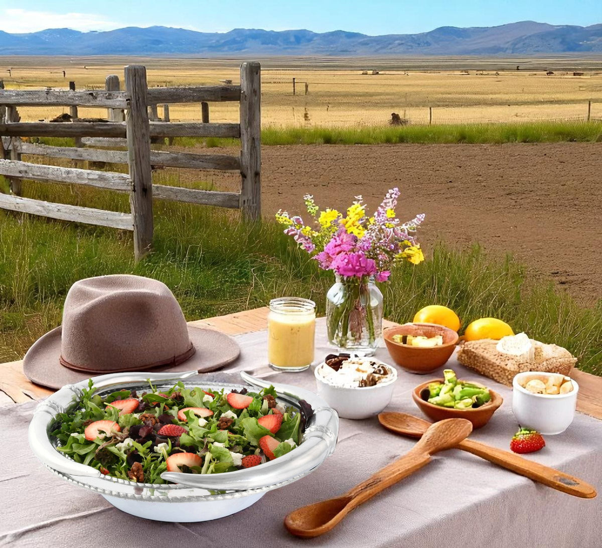 Arthur Court Western Frontier Longhorn Salad Bowl 12