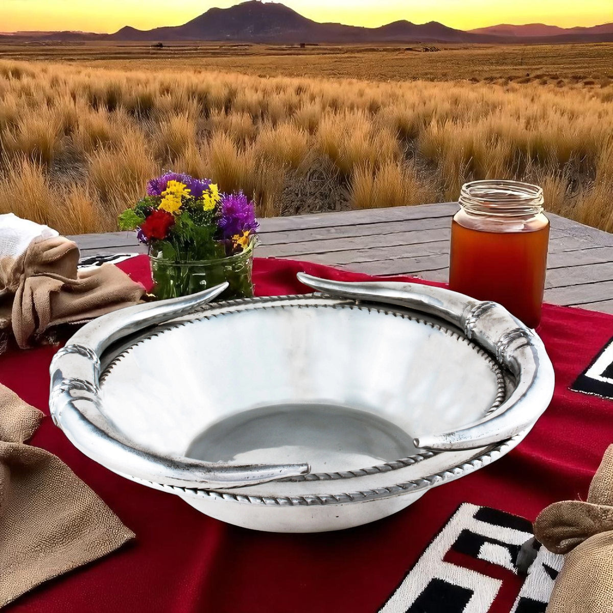 Arthur Court Western Frontier Longhorn Salad Bowl 12