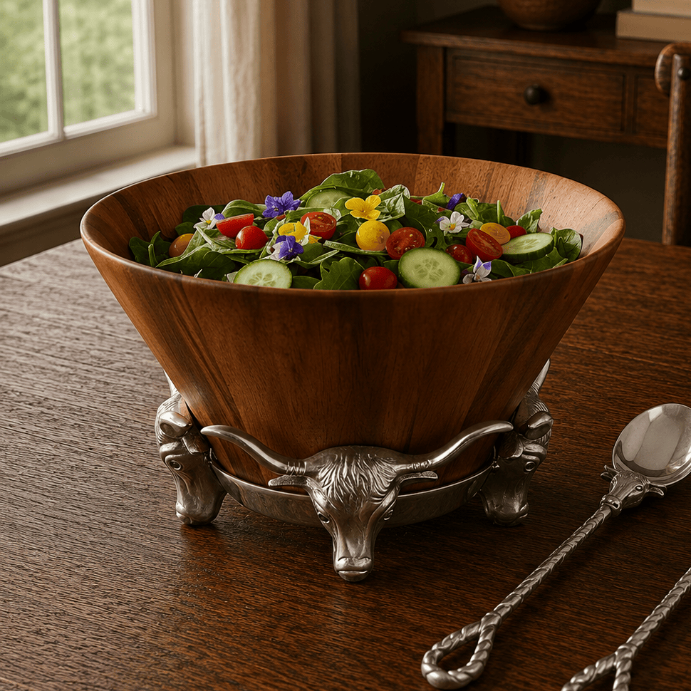 Arthur Court Western Frontier Longhorn Salad Bowl
