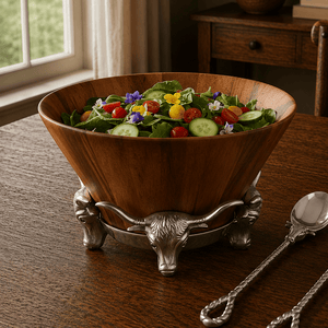 Arthur Court Western Frontier Longhorn Salad Bowl